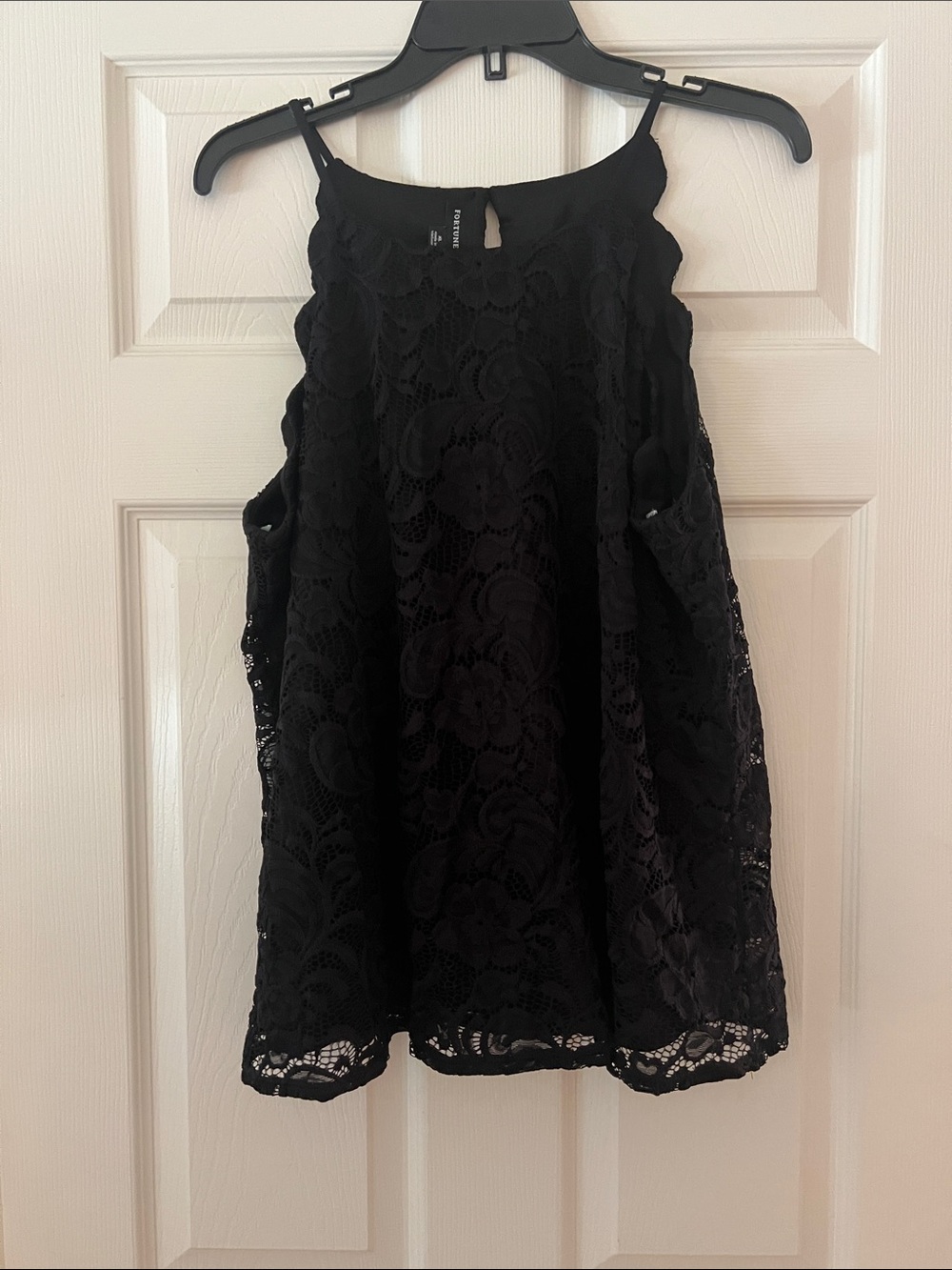 Fortune & Ivy Black Lace Camisole Tank Top - Feminine Sleeveless Layer